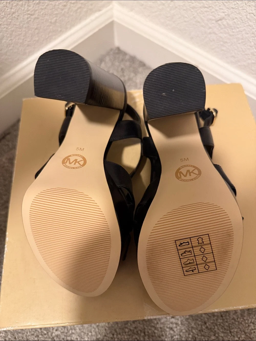 Michael Kors Black Leather Crisscross Platform Heels with Ankle Strap
